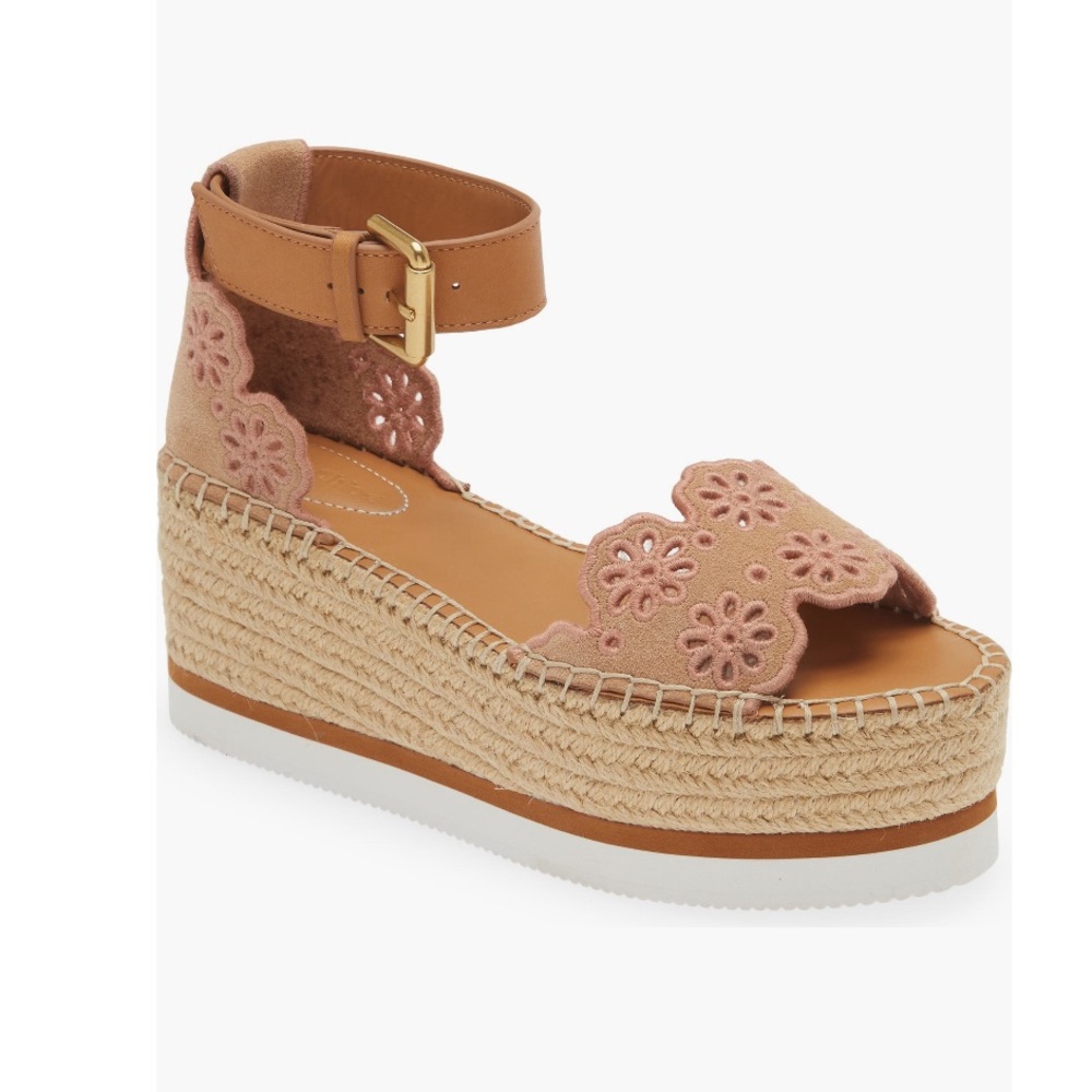 See by Chloé Glyn Ankle Strap Espadrille Platform Wedge Sandal